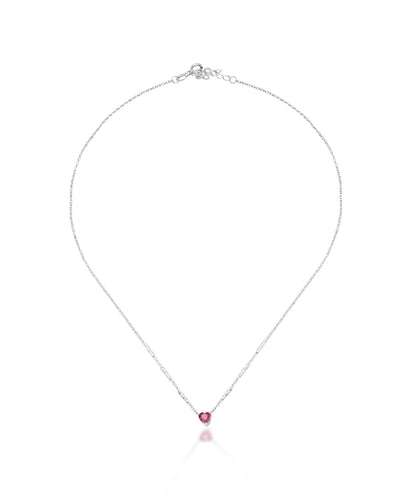 Silver Red Heart Solitaire Necklace