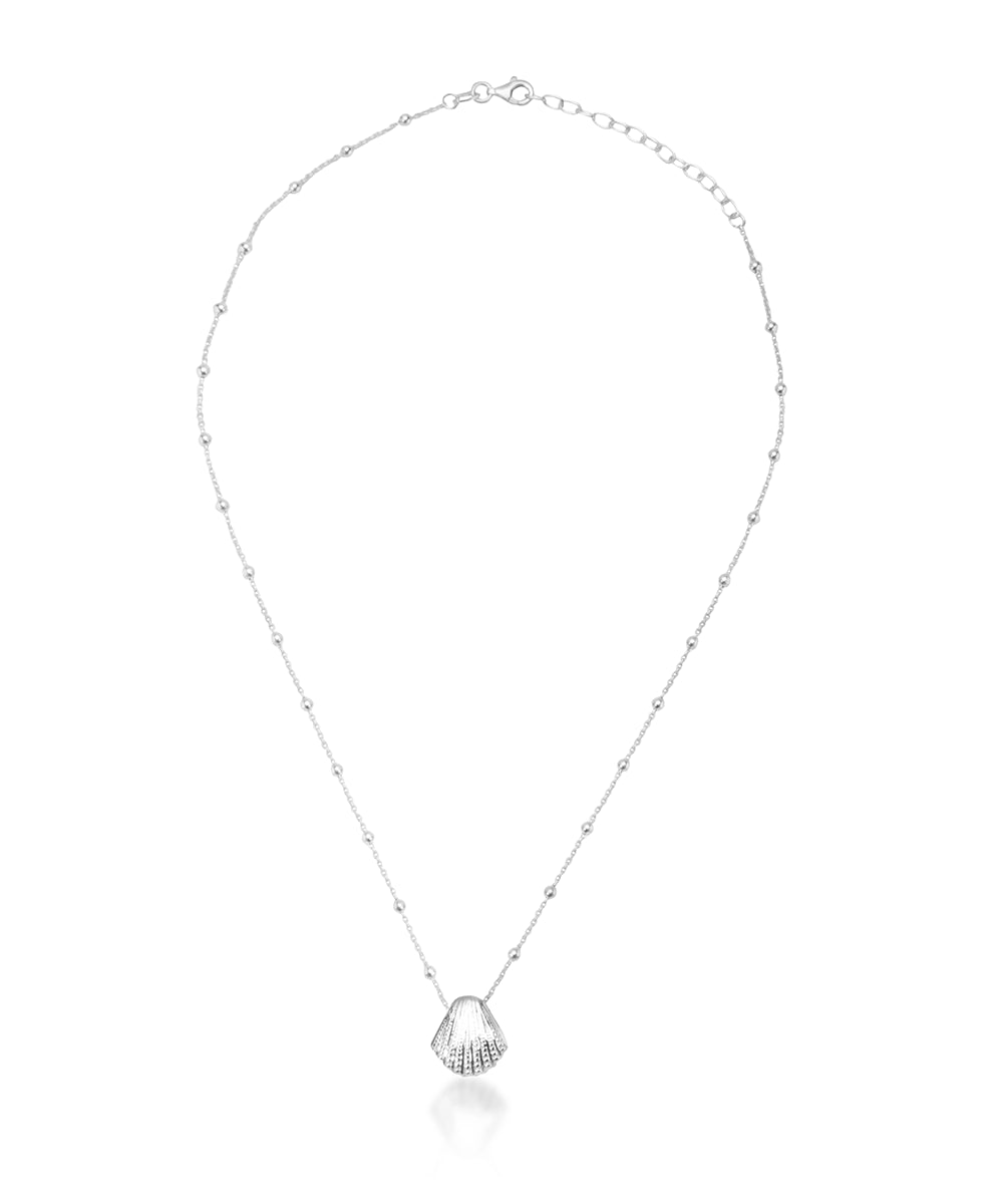 Silver Beaded Chain Seashell Necklace