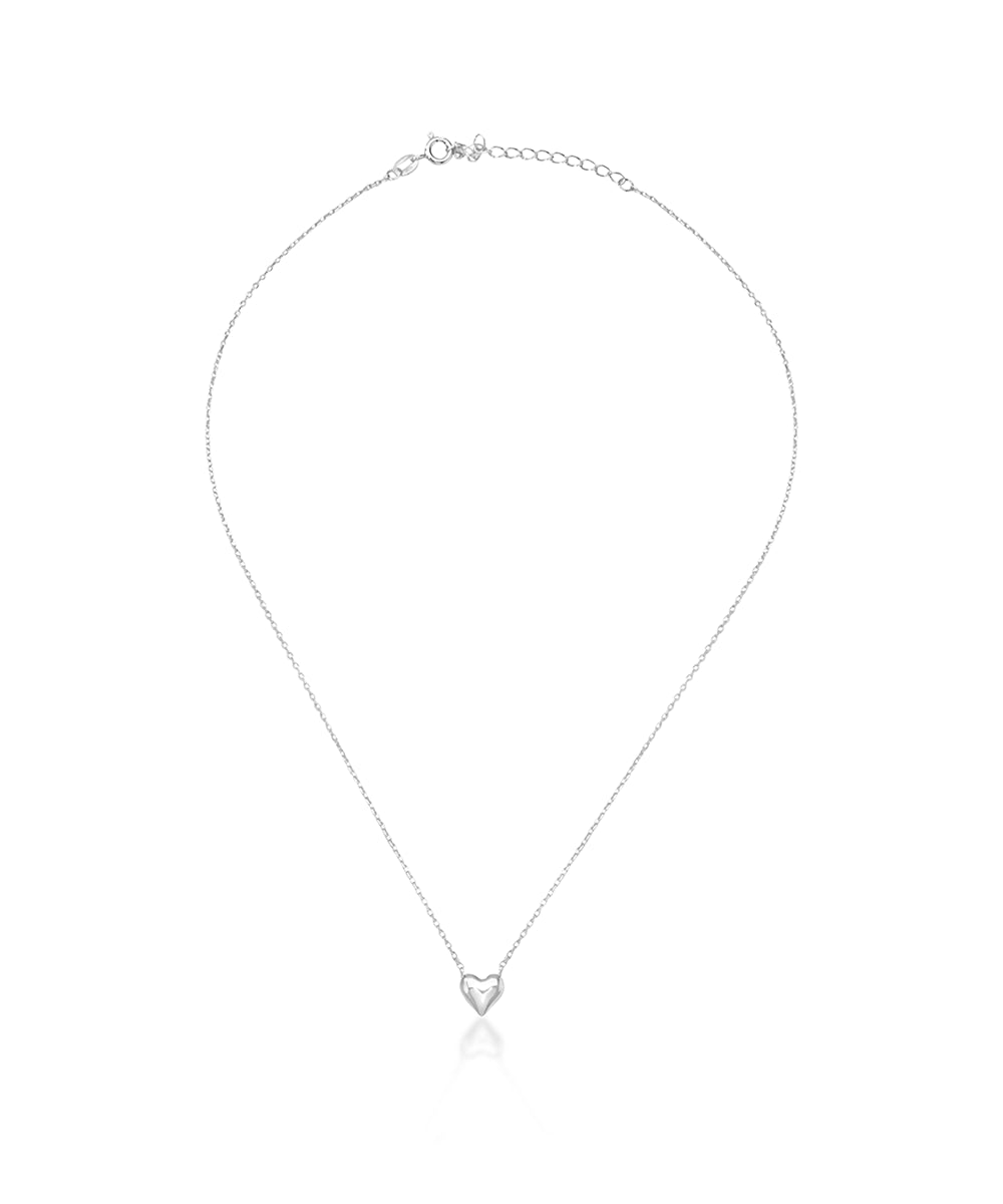 Silver Puffy Heart Pendant Necklace