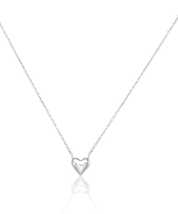 Silver Puffy Heart Pendant Necklace