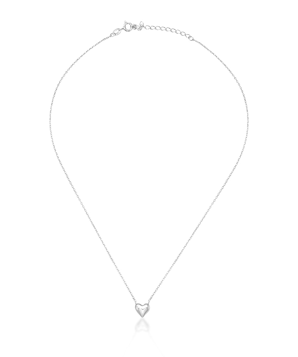 Silver Puffy Heart Pendant Necklace