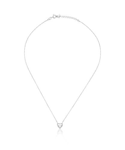 Silver Puffy Heart Pendant Necklace