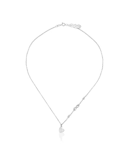 Silver Infinity Link and Heart Pendant Necklace