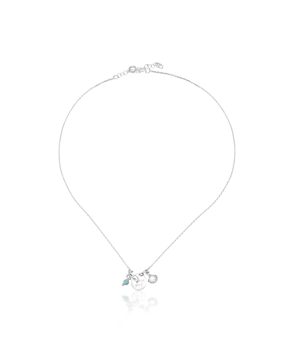 Silver "Beach Girl" Cluster Charm Necklace