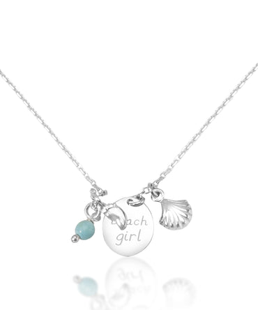 Silver "Beach Girl" Cluster Charm Necklace