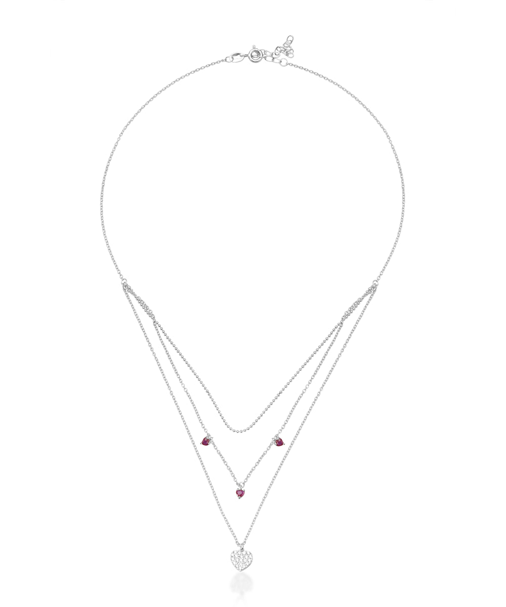 Silver Love Layers Triple Strand Necklace