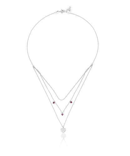 Silver Love Layers Triple Strand Necklace