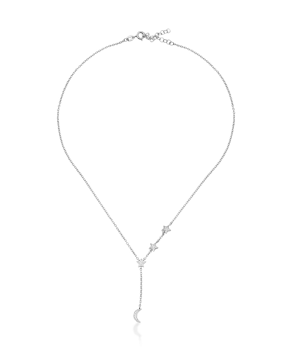 Silver Celestial Lariat Necklace
