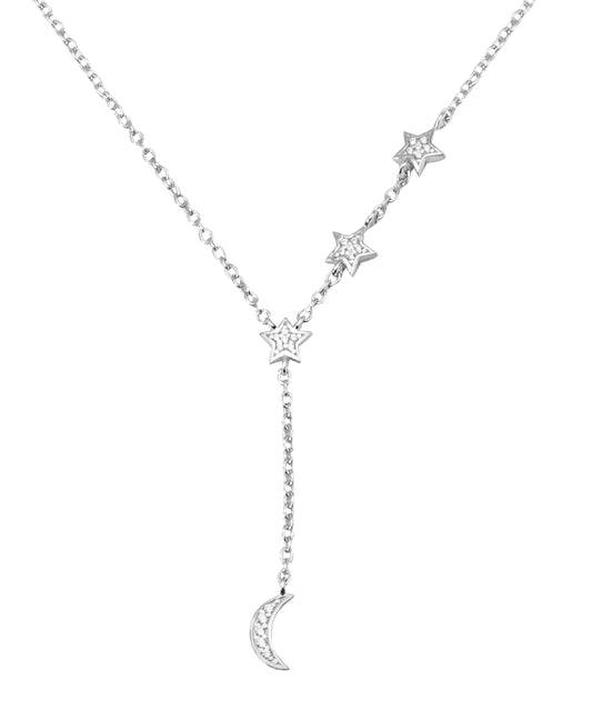 Silver Celestial Lariat Necklace
