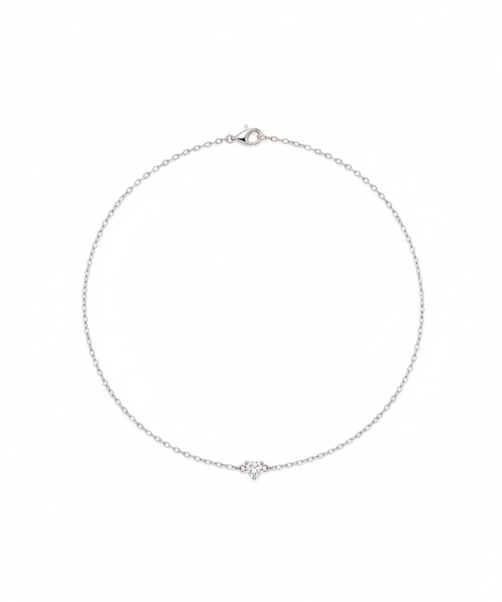 Silver Minimalist Sparkling Heart Bracelet