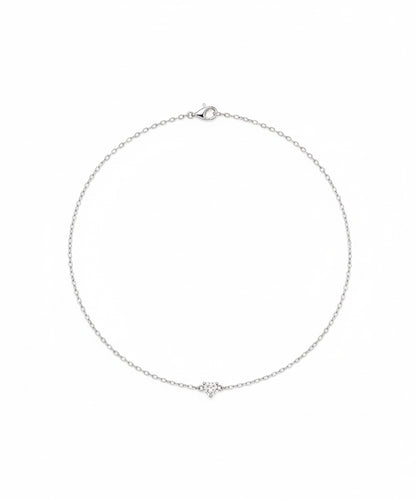 Silver Minimalist Sparkling Heart Bracelet