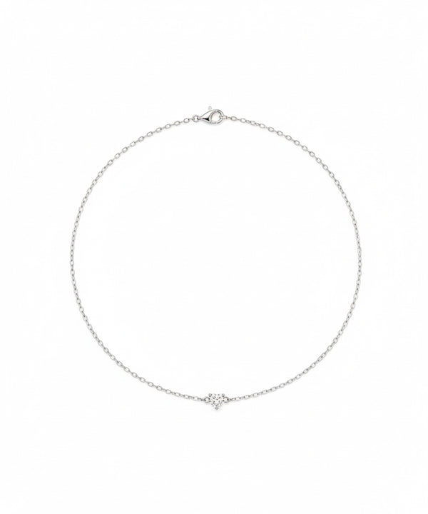 Silver Minimalist Sparkling Heart Bracelet