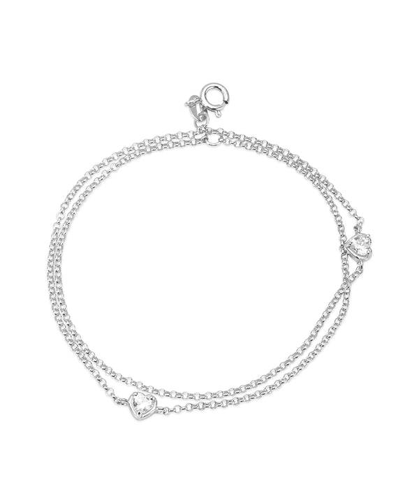 Silver Little Loves  Layered Chain Bracelet