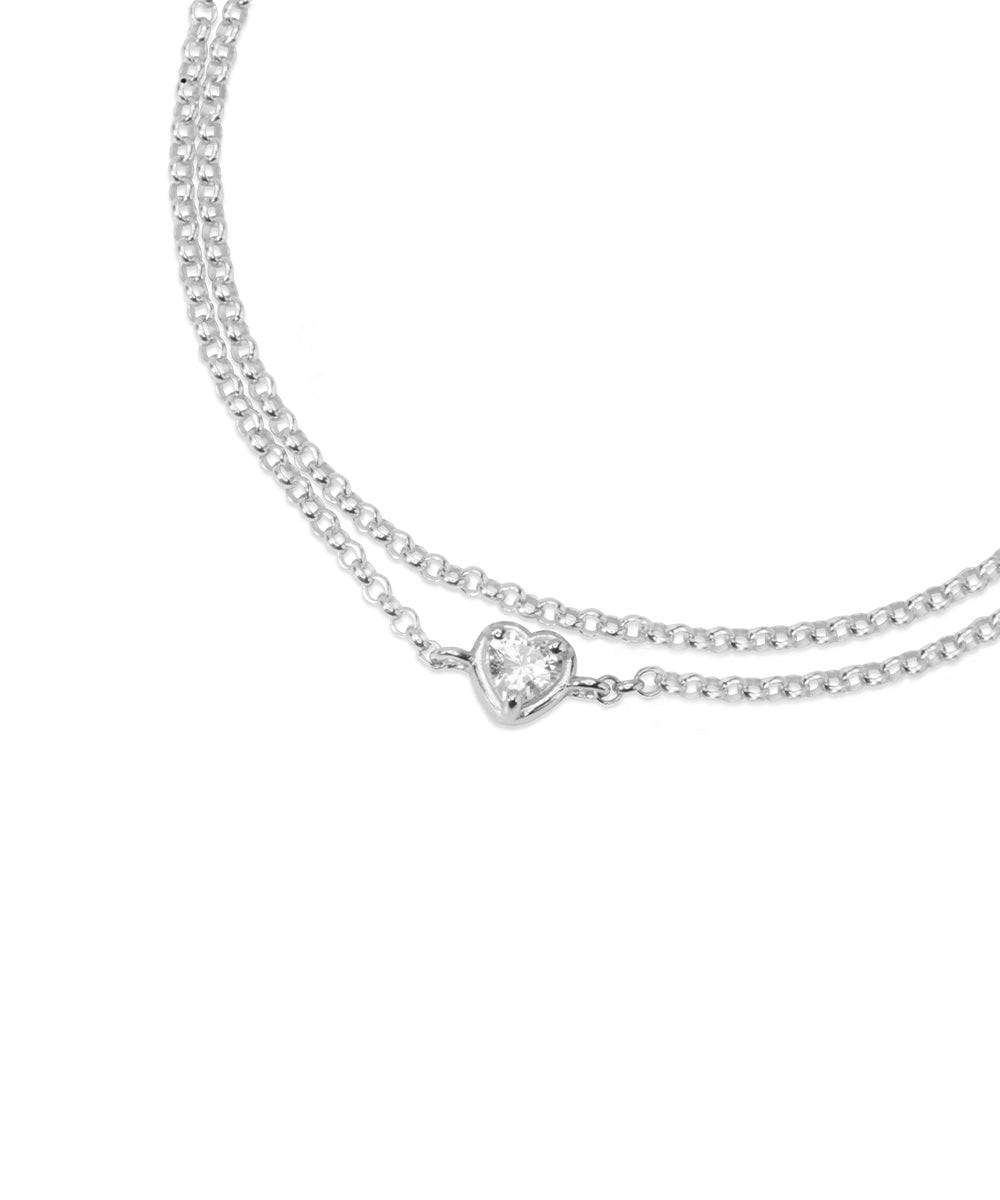 Silver Little Loves  Layered Chain Bracelet