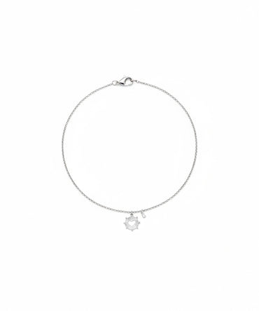 Silver Starburst Heart Dangle Bracelet