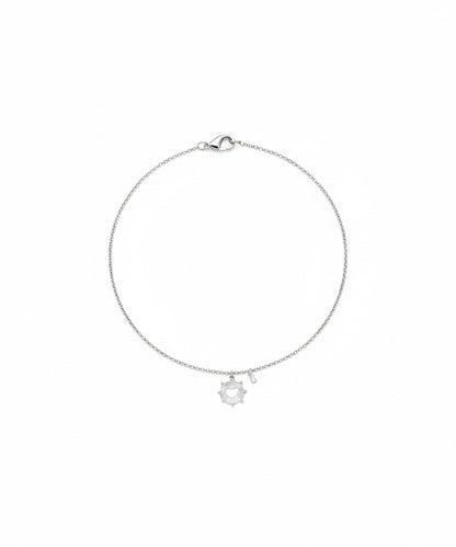 Silver Starburst Heart Dangle Bracelet