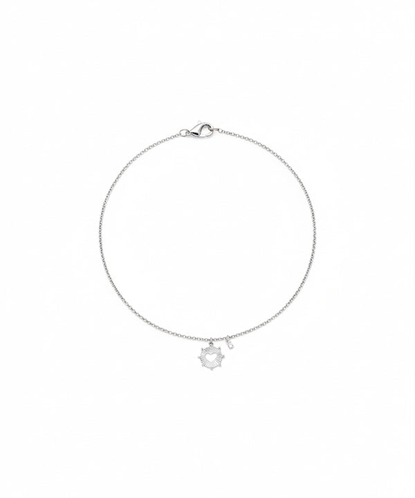 Silver Starburst Heart Dangle Bracelet