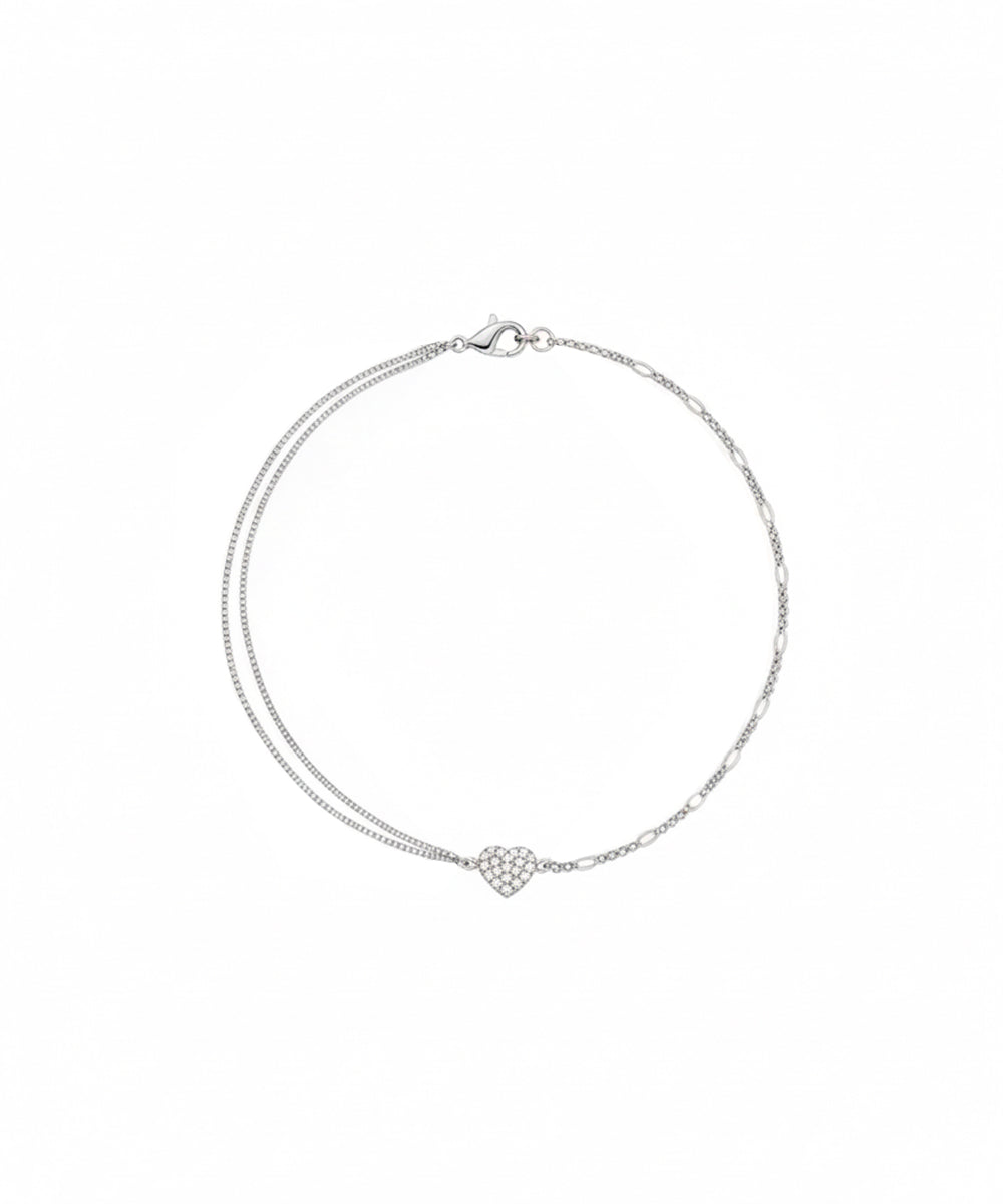 Silver Duality Heart Link Bracelet
