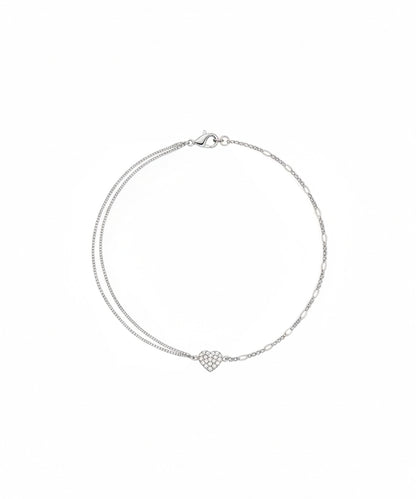Silver Duality Heart Link Bracelet