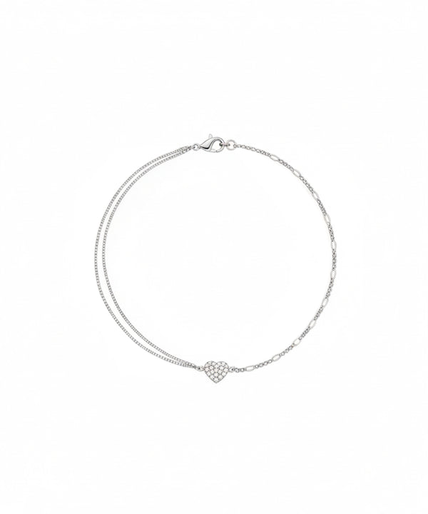 Silver Duality Heart Link Bracelet