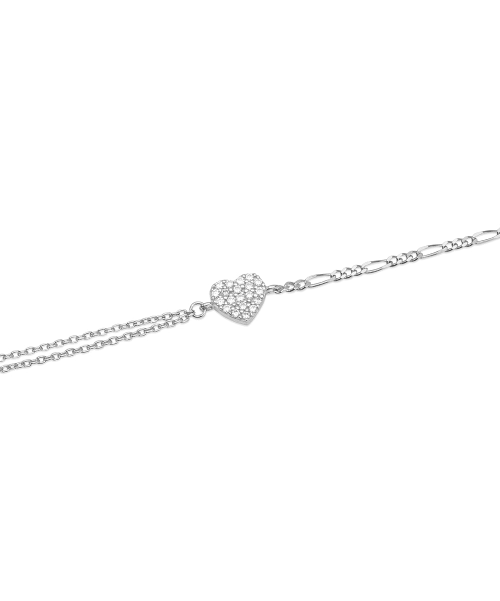 Silver Duality Heart Link Bracelet