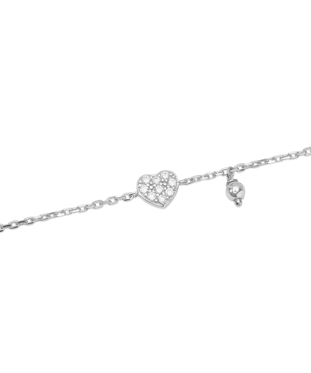 Silver Little Love Heart Chain Bracelet