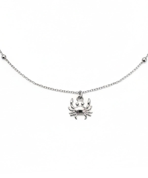 Silver Bead Station Chain Crab Anklet