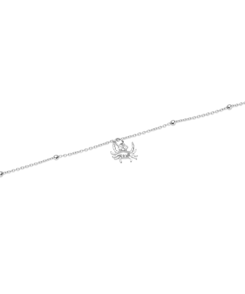 Silver Bead Station Chain Crab Anklet