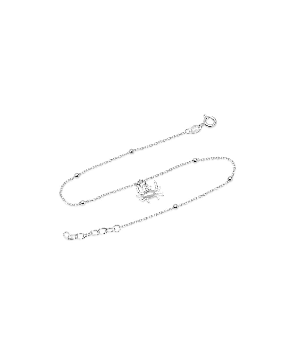 Silver Bead Station Chain Crab Anklet