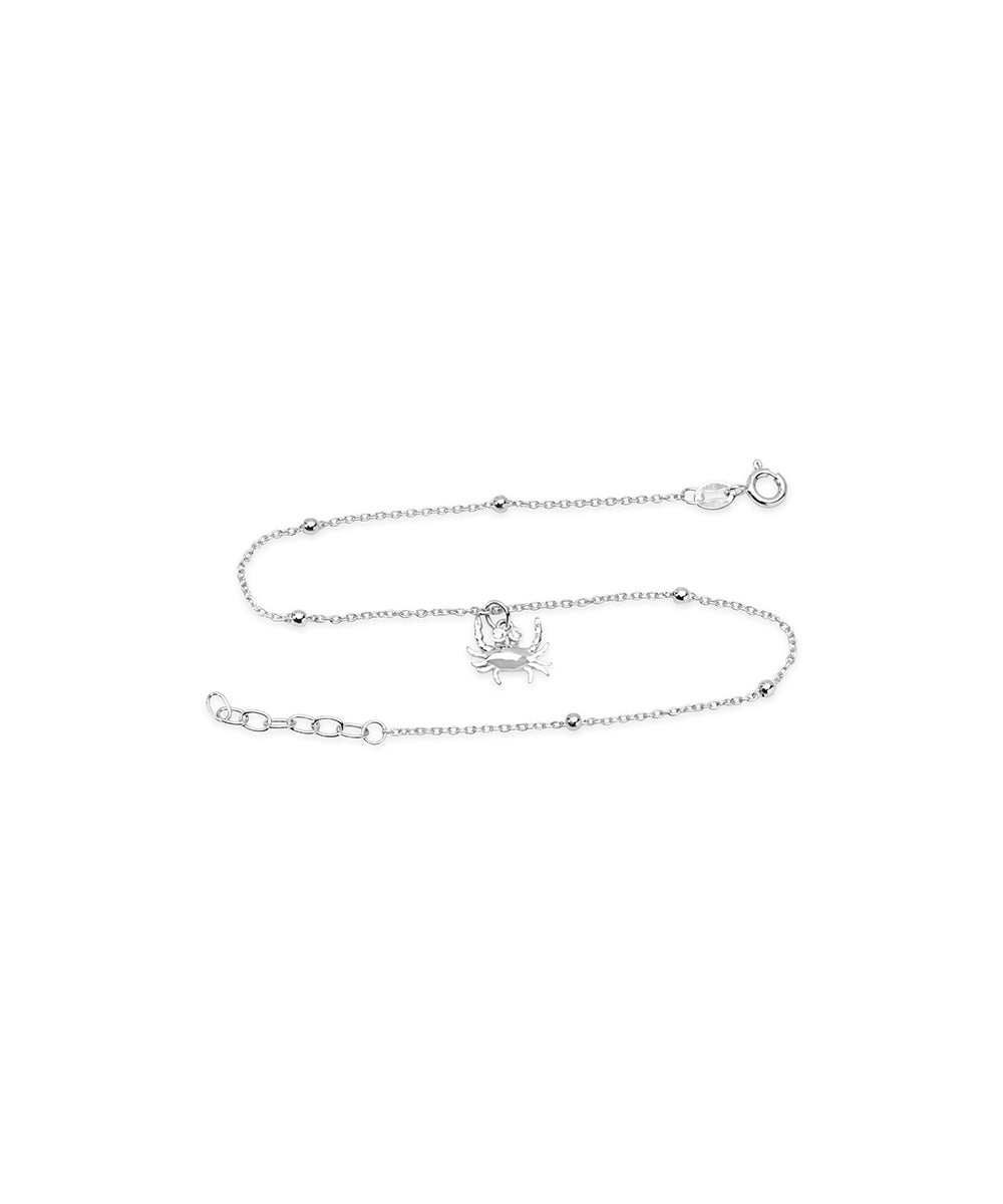 Silver Bead Station Chain Crab Anklet