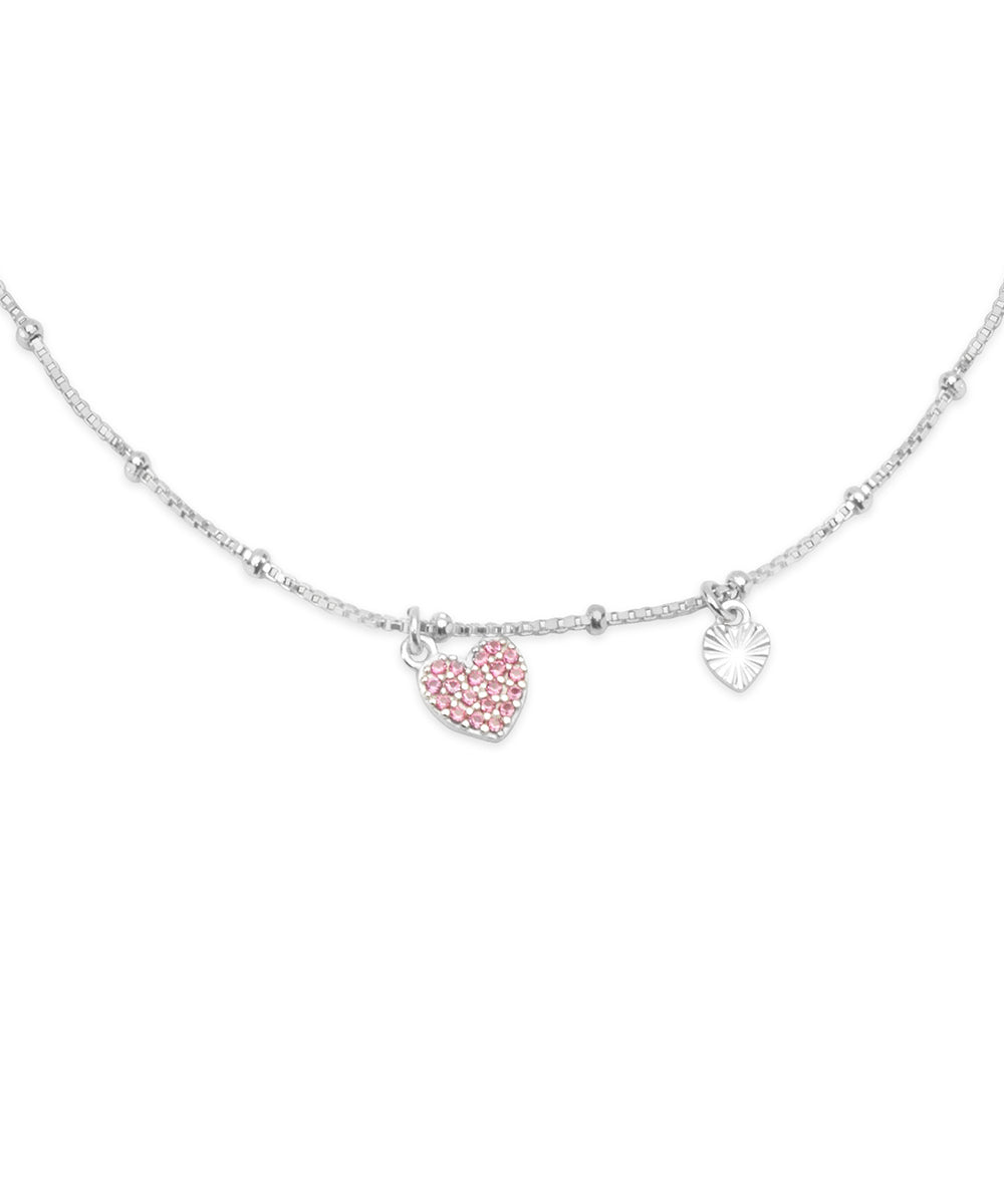 Silver Love & Luck Charm Beaded Chain Anklet