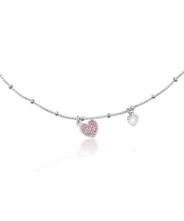 Silver Love & Luck Charm Beaded Chain Anklet