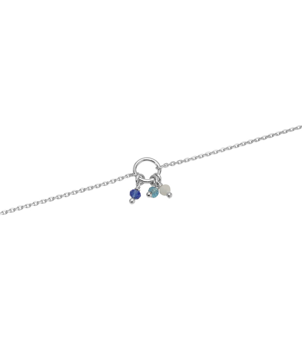 Silver Blue Beads Charm Anklet