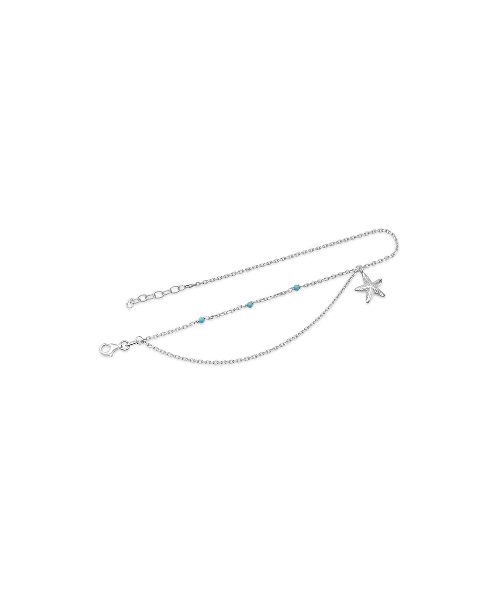 Silver Nautical Two-Strand Starfish Anklet