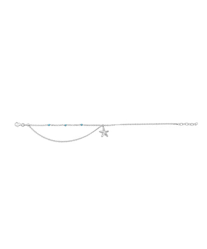 Silver Nautical Two-Strand Starfish Anklet