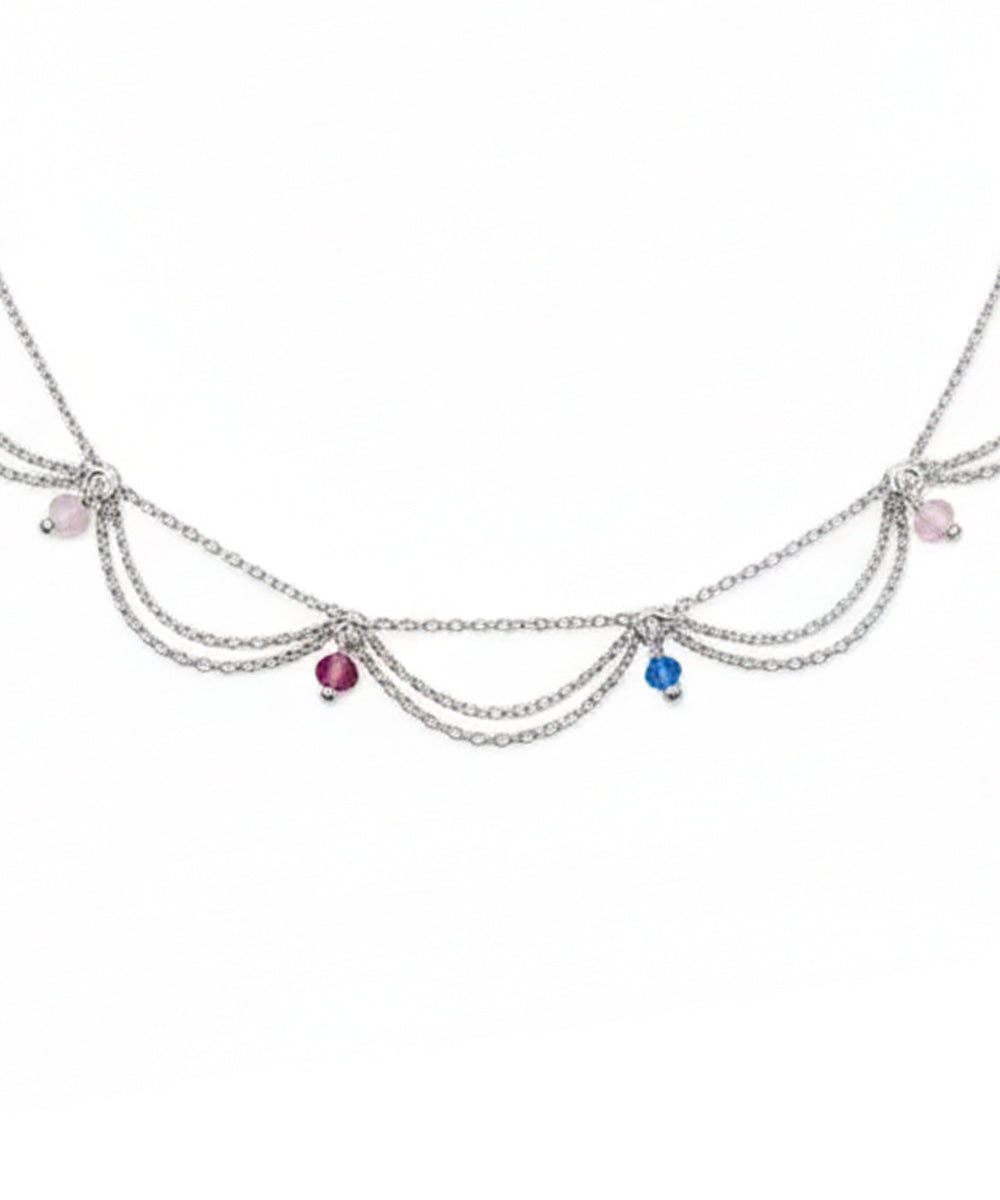 Silver Multi-Chain Festoon Dangle Anklet