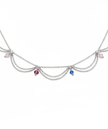 Silver Multi-Chain Festoon Dangle Anklet