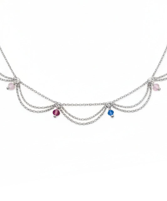 Silver Multi-Chain Festoon Dangle Anklet