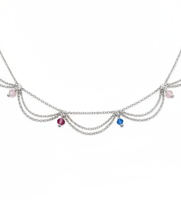 Silver Multi-Chain Festoon Dangle Anklet