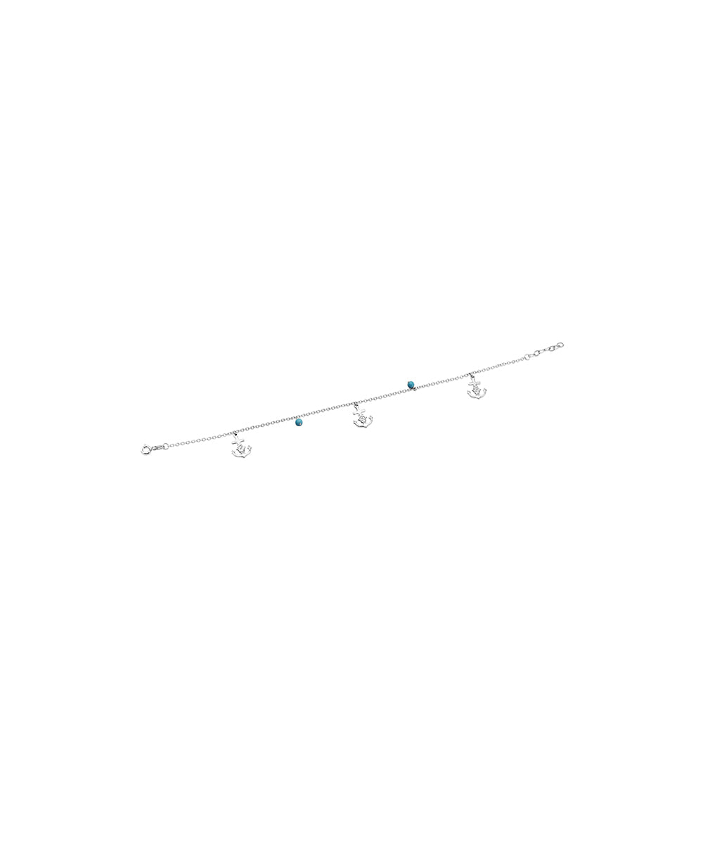 Silver Nautical Anchor Charm Anklet