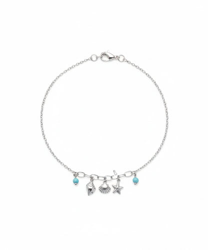 Silver Ocean Life Charm Anklet