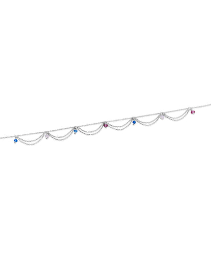 Silver Multi-Chain Festoon Dangle Anklet