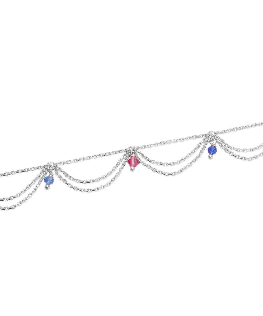 Silver Multi-Chain Festoon Dangle Anklet