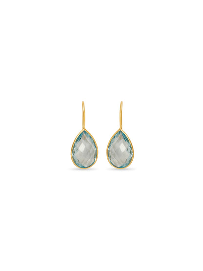 Blue Topaz Solitaire Drop Earrings