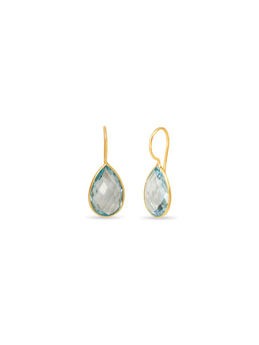 Blue Topaz Solitaire Drop Earrings