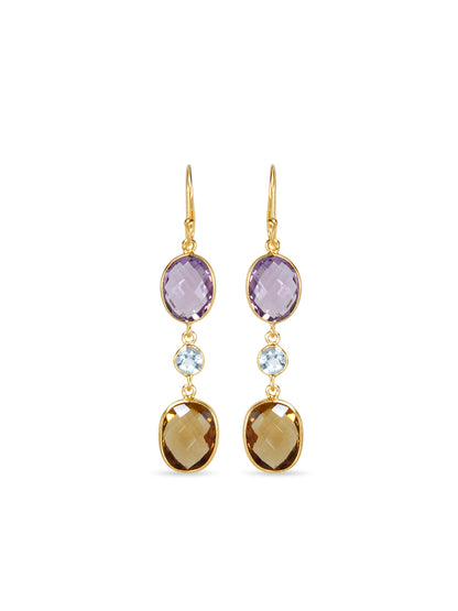 Amethyst Honey Citrine Oval Earrings