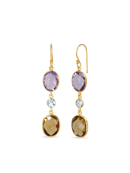 Amethyst Honey Citrine Oval Earrings