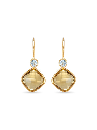 Citrine Cushion Topaz Earrings