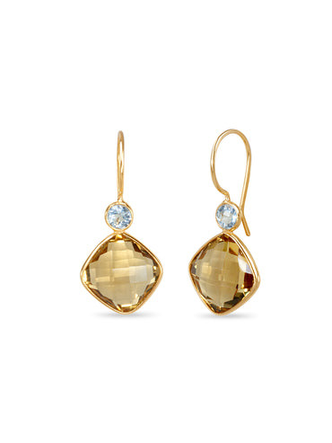 Citrine Cushion Topaz Earrings