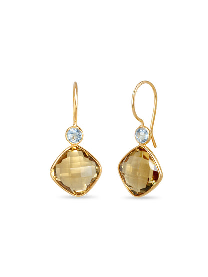 Citrine Cushion Topaz Earrings